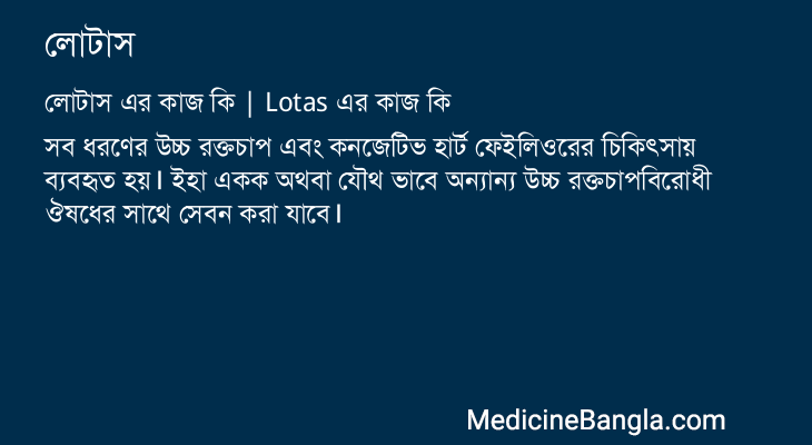 লোটাস এর কাজ লোটাস in Bangla