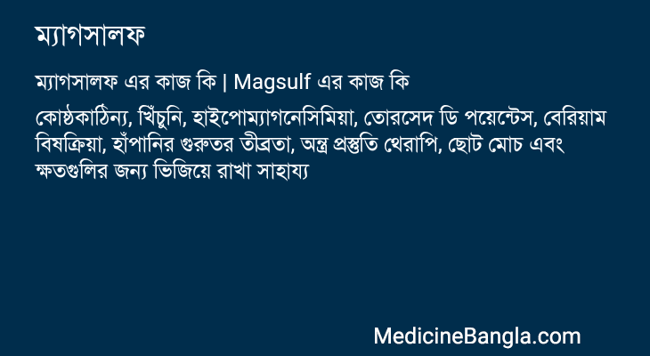 ম্যাগসালফ এর কাজ ম্যাগসালফ in Bangla