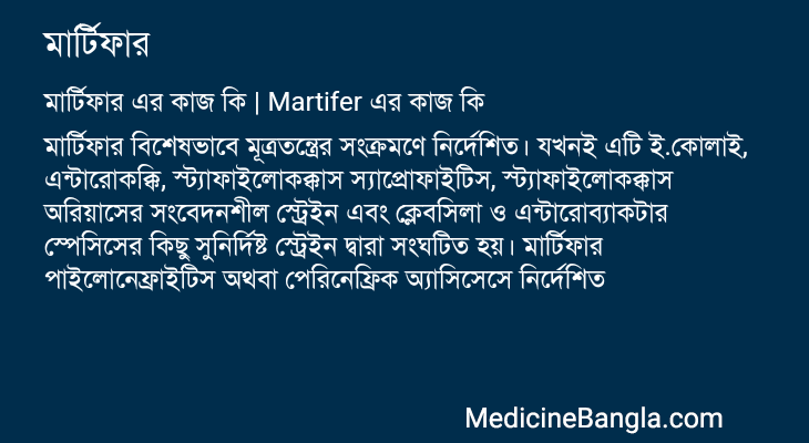 মার্টিফার এর কাজ মার্টিফার in Bangla