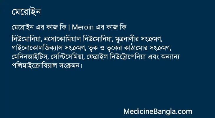 মেরোইন এর কাজ মেরোইন in Bangla