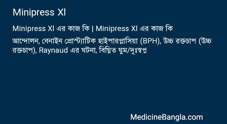 Minipress Xl এর কাজ Minipress Xl in Bangla