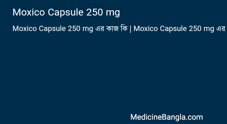 Moxico Capsule 250 mg এর কাজ Moxico Capsule 250 mg in Bangla