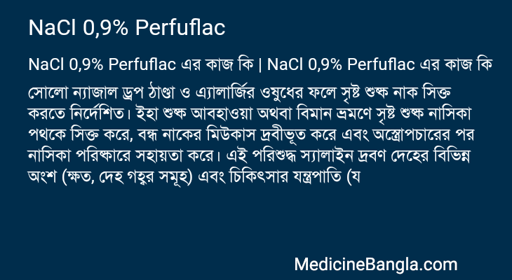 NaCl 0,9% Perfuflac in Bangla
