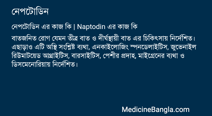 নেপটোডিন এর কাজ নেপটোডিন in Bangla