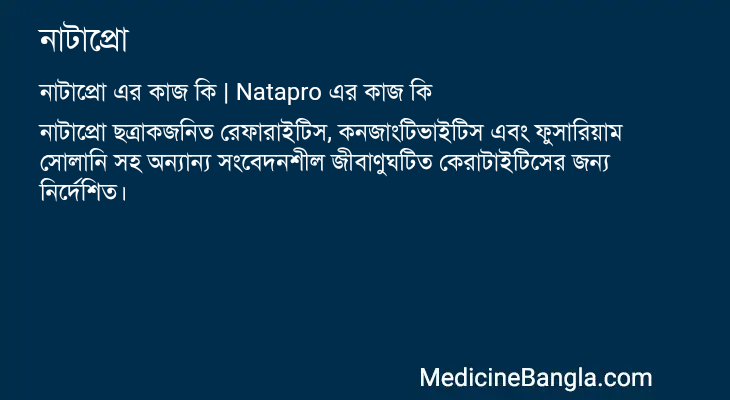 নাটাপ্রো এর কাজ নাটাপ্রো in Bangla