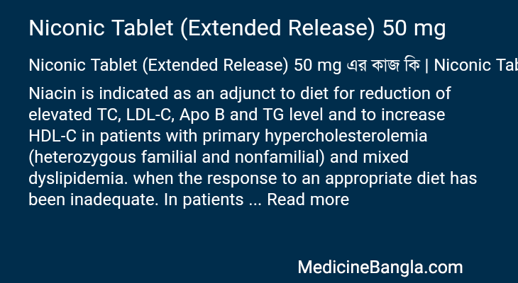 Niconic Tablet (Extended Release) 50 mg in Bangla