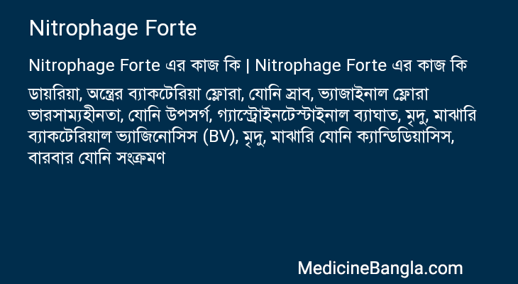 Nitrophage Forte এর কাজ Nitrophage Forte in Bangla