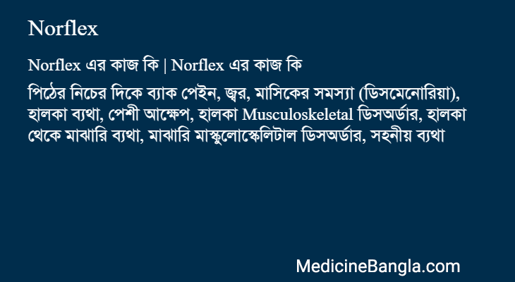 Norflex এর কাজ Norflex in Bangla
