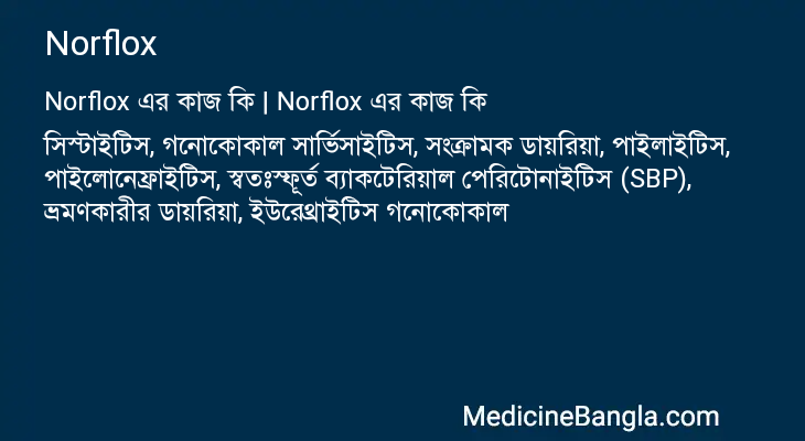 Norflox এর কাজ Norflox in Bangla