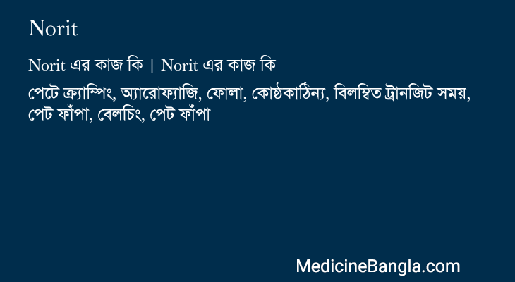 Norit এর কাজ Norit in Bangla