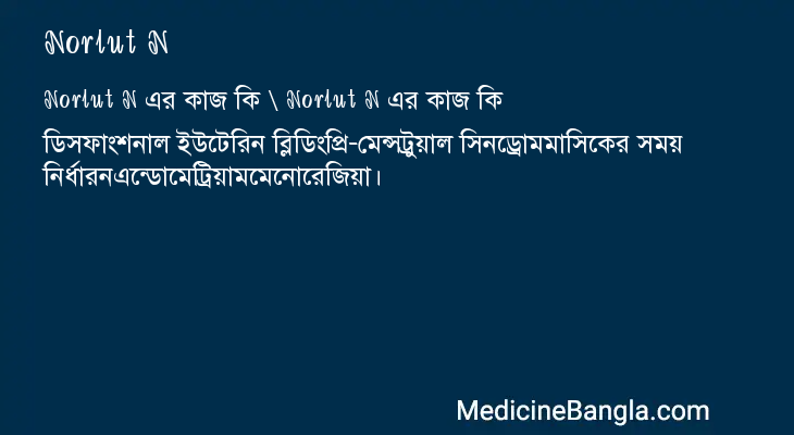 Norlut N এর কাজ Norlut N in Bangla