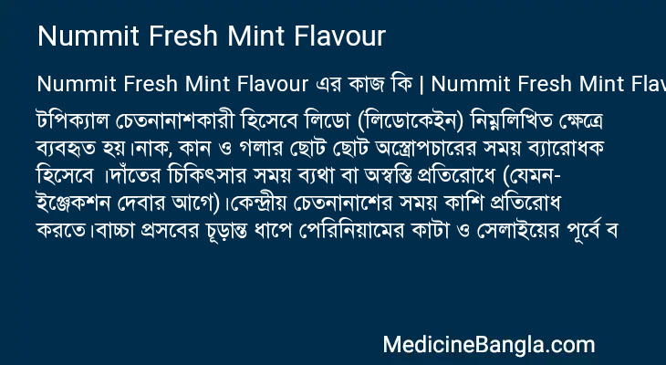 Nummit Fresh Mint Flavour এর কাজ Nummit Fresh Mint Flavour in Bangla