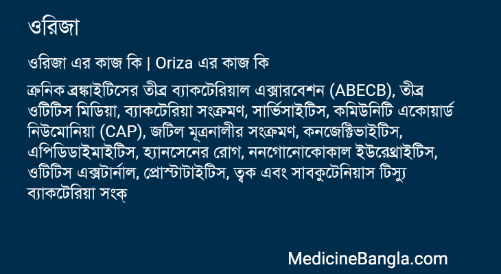ওরিজা এর কাজ ওরিজা in Bangla