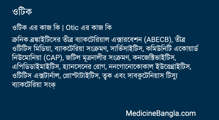 ওটিক এর কাজ ওটিক in Bangla