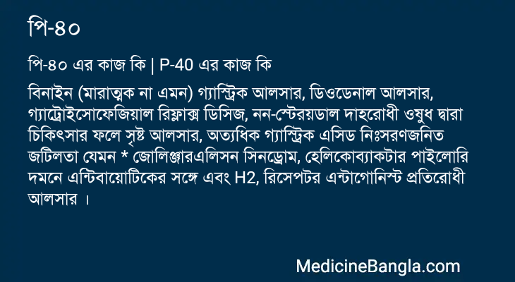 পি-৪০ এর কাজ পি-৪০ in Bangla