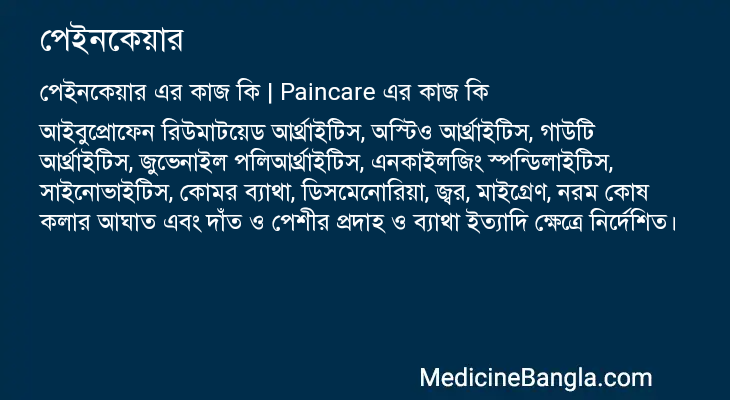 পেইনকেয়ার এর কাজ পেইনকেয়ার in Bangla