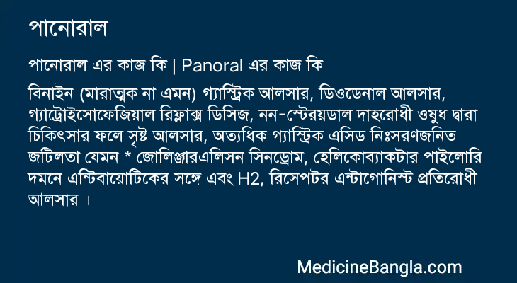 পানোরাল এর কাজ পানোরাল in Bangla
