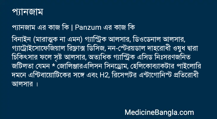 প্যানজাম এর কাজ প্যানজাম in Bangla