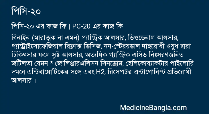 পিসি-২০ এর কাজ পিসি-২০ in Bangla