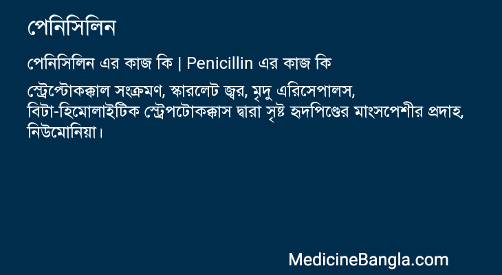 পেনিসিলিন এর কাজ পেনিসিলিন in Bangla