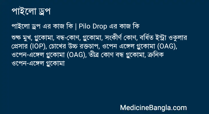 পাইলো ড্রপ এর কাজ পাইলো ড্রপ in Bangla