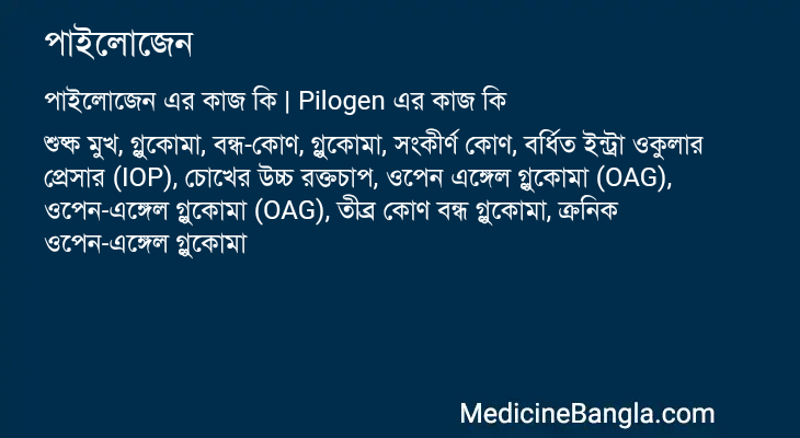 পাইলোজেন এর কাজ পাইলোজেন in Bangla