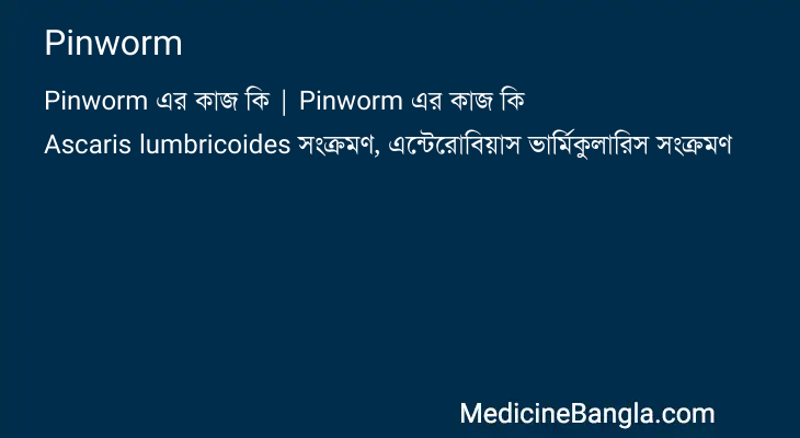 Pinworm এর কাজ Pinworm in Bangla