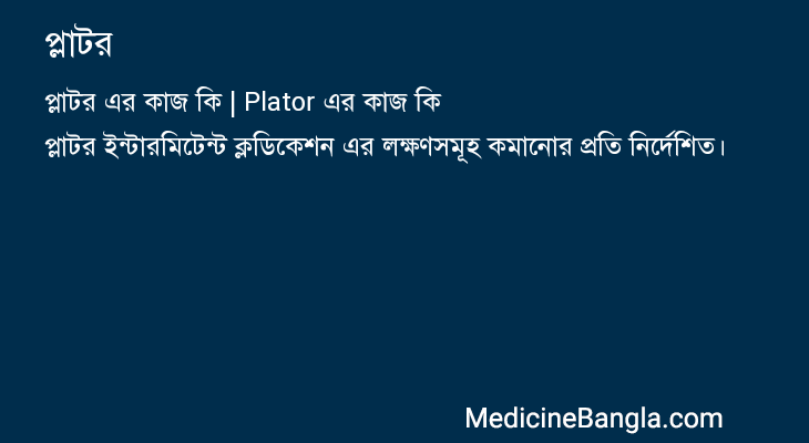 প্লাটর এর কাজ প্লাটর in Bangla