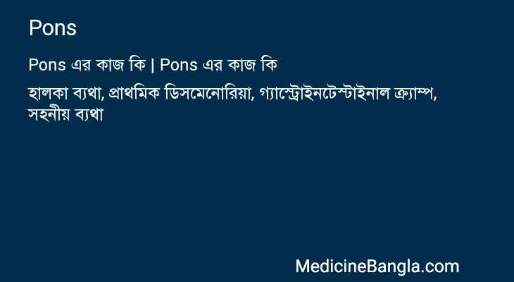 Pons এর কাজ Pons in Bangla