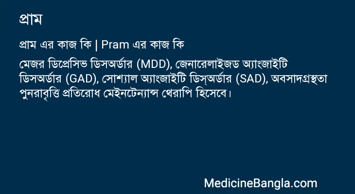 প্রাম এর কাজ প্রাম in Bangla