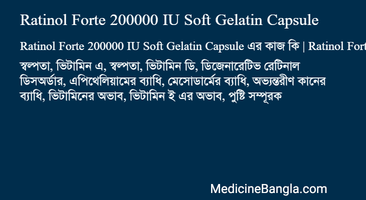 Ratinol Forte 200000 IU Soft Gelatin Capsule in Bangla