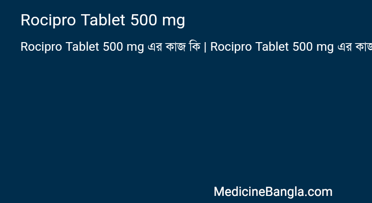 Rocipro Tablet 500 mg এর কাজ Rocipro Tablet 500 mg in Bangla