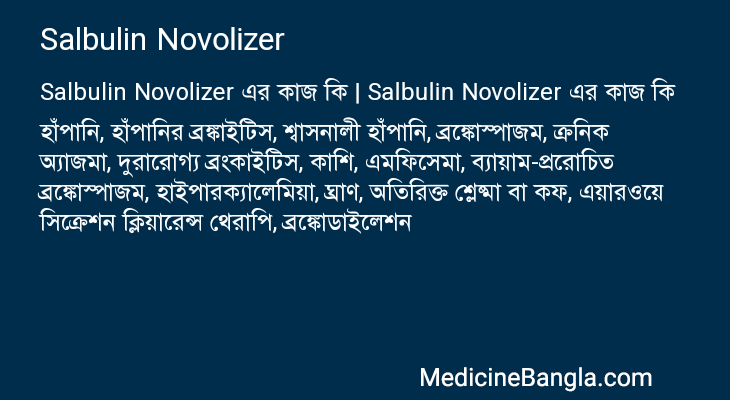 Salbulin Novolizer এর কাজ Salbulin Novolizer in Bangla