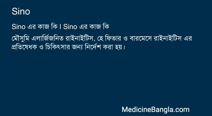 Sino এর কাজ Sino in Bangla