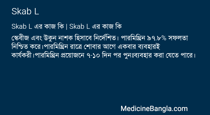 Skab L এর কাজ Skab L in Bangla