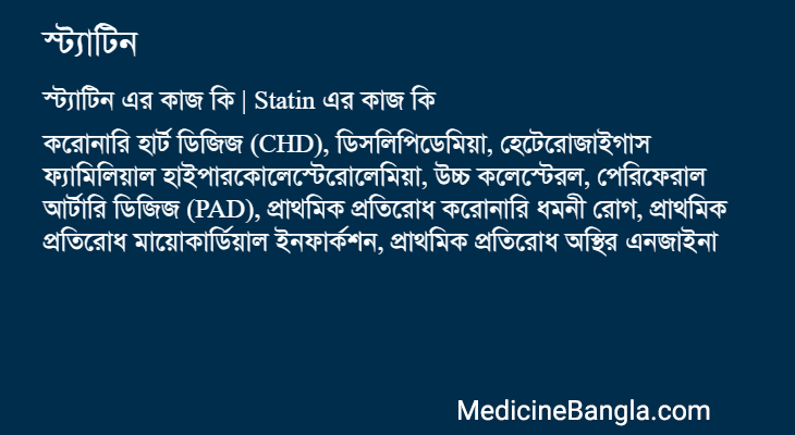 স্ট্যাটিন এর কাজ স্ট্যাটিন in Bangla