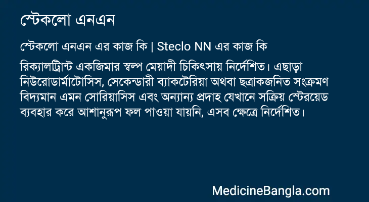 স্টেকলো এনএন এর কাজ স্টেকলো এনএন in Bangla