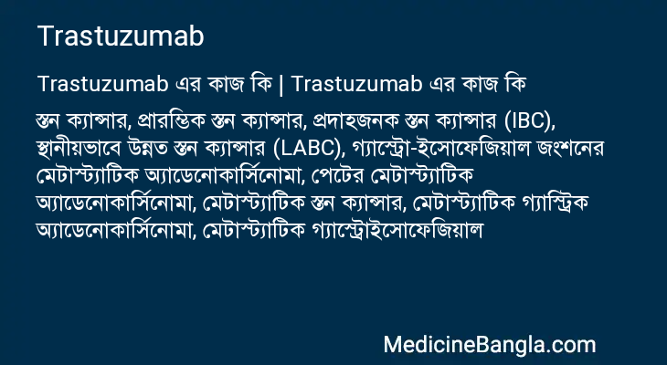 Trastuzumab এর কাজ Trastuzumab in Bangla