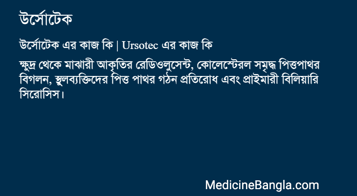 উর্সোটেক এর কাজ উর্সোটেক in Bangla