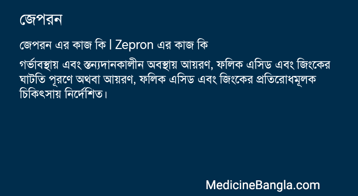 জেপরন এর কাজ জেপরন in Bangla