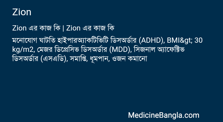 Zion এর কাজ Zion in Bangla